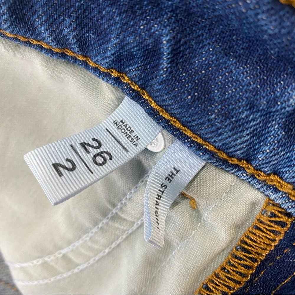 LOFT Pintucked High Rise Straight Jeans in Refined Dark Indigo Wash - Picture 8 of 11